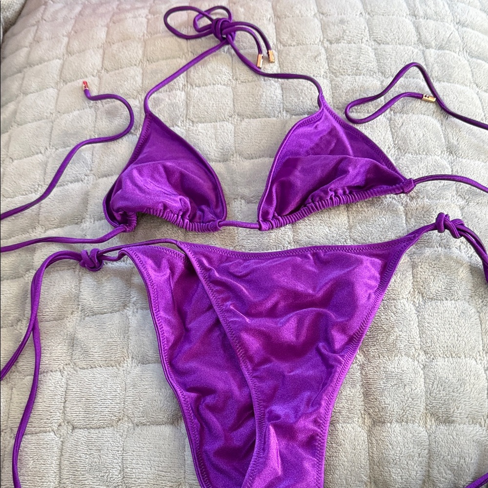 Never Worn Vibrant Purple High Thigh Bikini Set